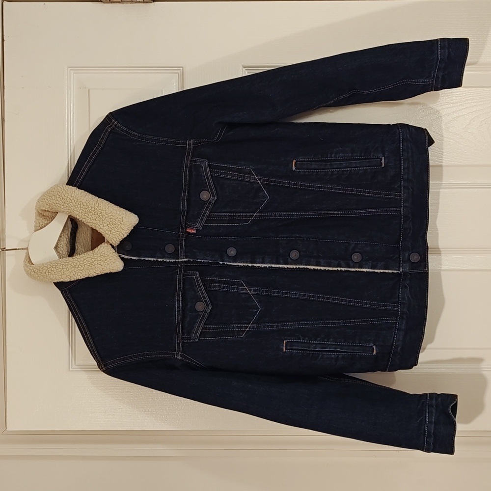 Men's Denim Jacket with Sherpa Interior